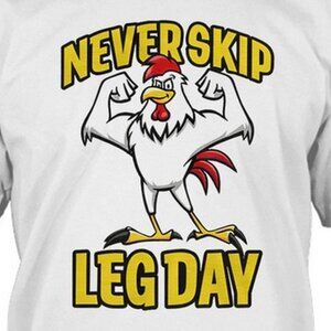 Joey Jones T-Shirt Never Skip Leg Day Rooster Funny Meme Graphic Unisex 86